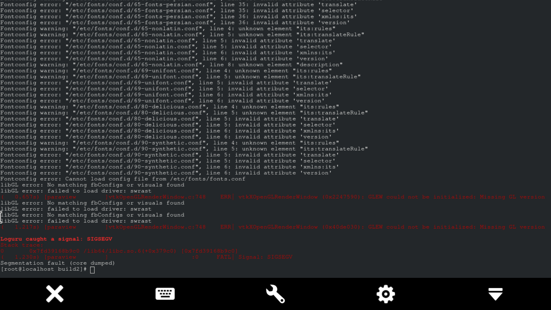 OpenGL error in centos8 superbuild/ libgl error failed to