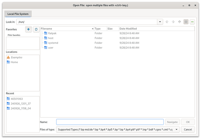 open files dialog