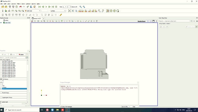 Paraview Error message